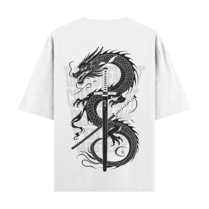 Dragon’s Discipline Oversized Tee – White/Black Edition